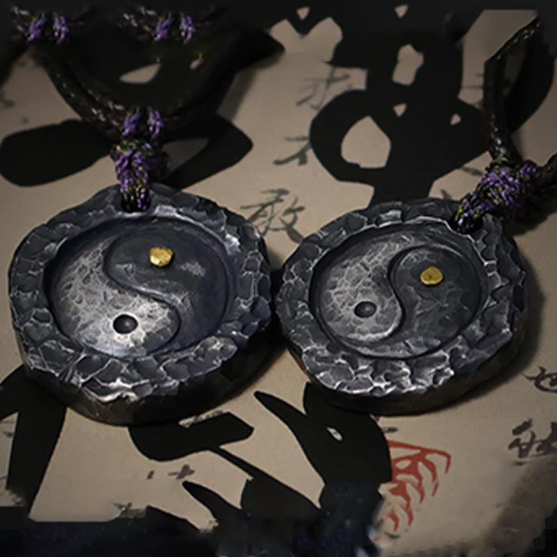 Colgante de collar de armonía con diseño de Tai Chi Yin Yang de plata de ley 999 con Buddha Stones