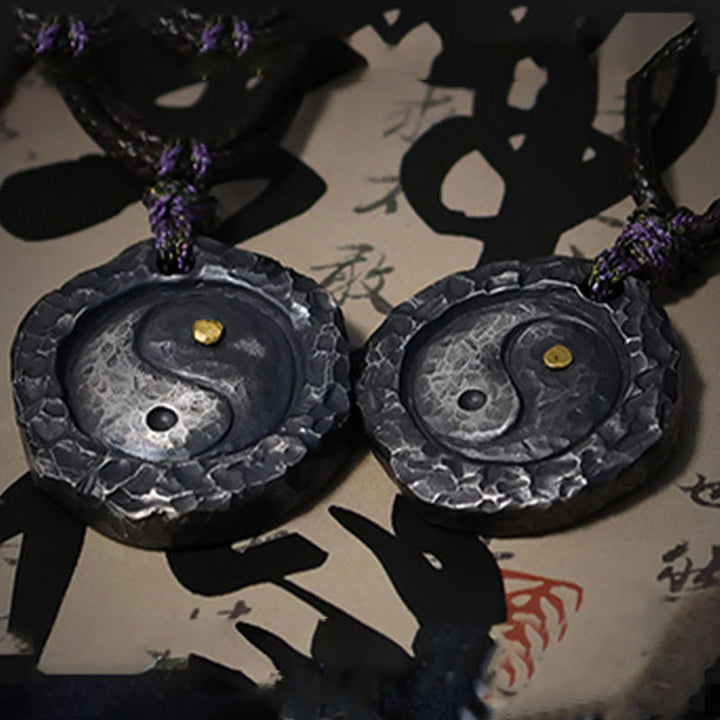 Colgante de collar de armonía con diseño de Tai Chi Yin Yang de plata de ley 999 con Buddha Stones