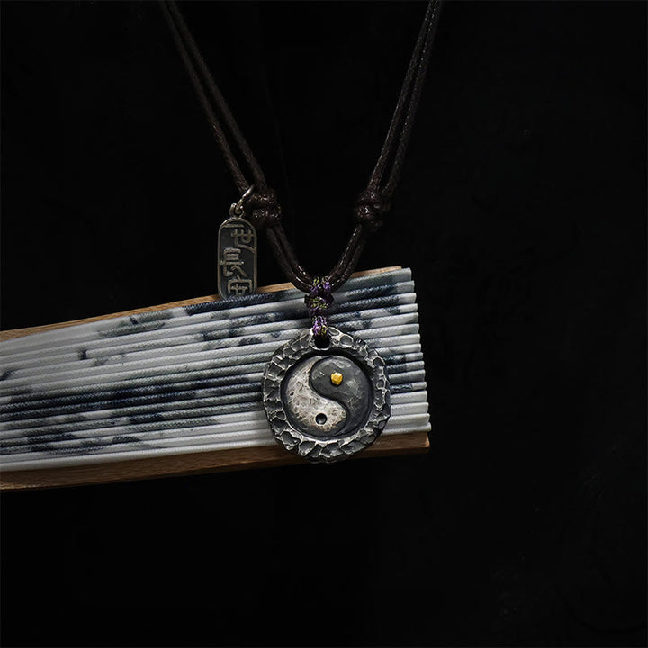 Colgante de collar de armonía con diseño de Tai Chi Yin Yang de plata de ley 999 con Buddha Stones
