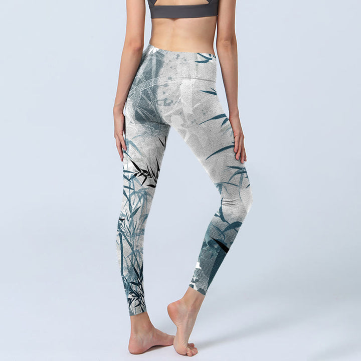 Leggings de yoga para mujer con estampado de bambú y Buddha Stones - image 5