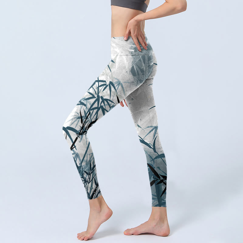 Leggings de yoga para mujer con estampado de bambú y Buddha Stones - image 2