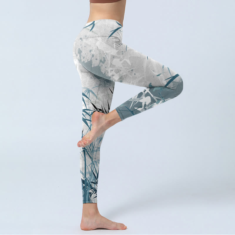 Leggings de yoga para mujer con estampado de bambú y Buddha Stones - image 3