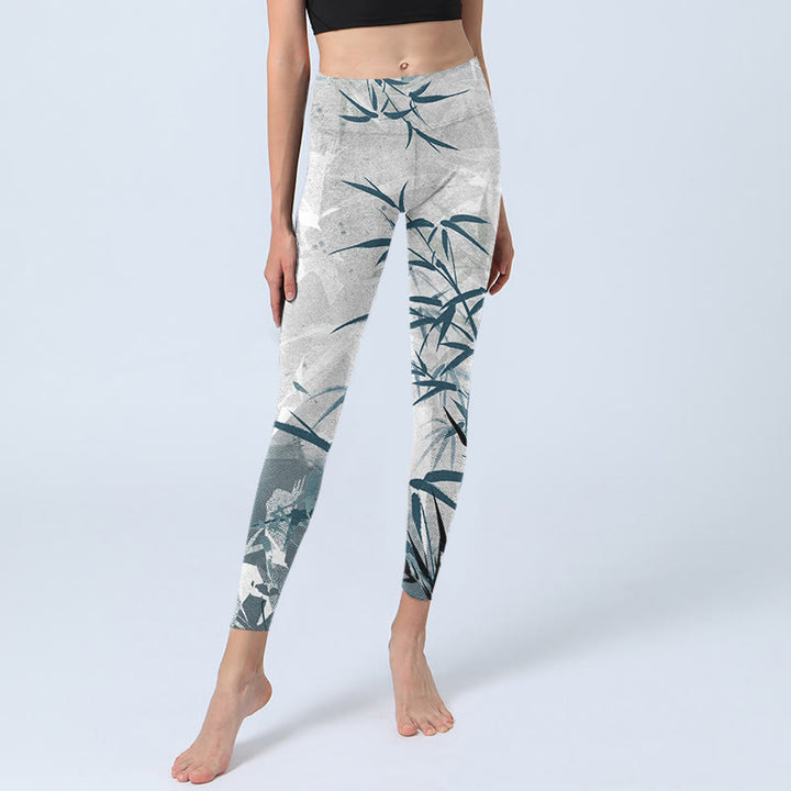 Leggings de yoga para mujer con estampado de bambú y Buddha Stones - image 5