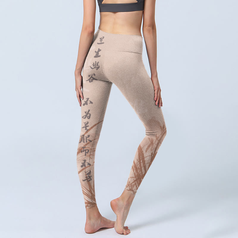 Leggings de yoga para mujer con estampado de orquídeas y caligrafía de Buddha Stones - image 4