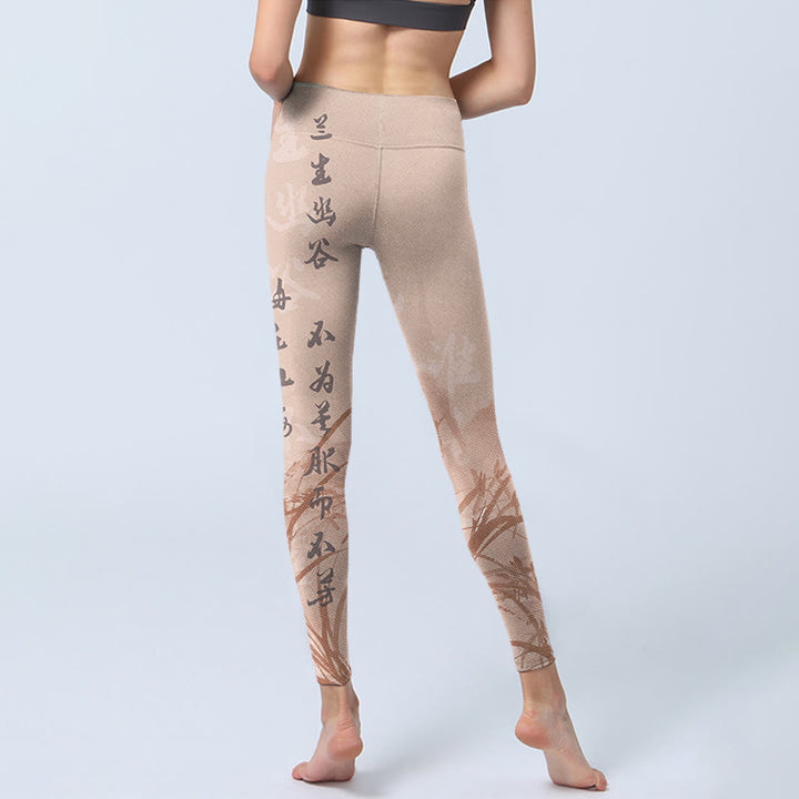 Leggings de yoga para mujer con estampado de orquídeas y caligrafía de Buddha Stones - image 6