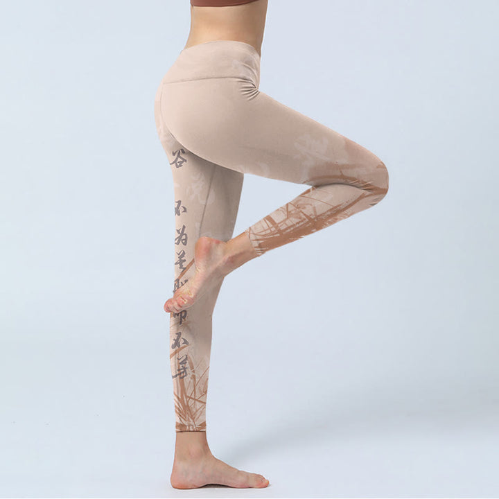 Leggings de yoga para mujer con estampado de orquídeas y caligrafía de Buddha Stones - image 3