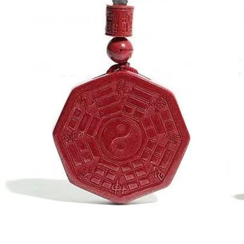 Colgante de collar con carácter tranquilo de Taishang Laojun Fu con Buddha Stones y cinabrio natural Bagua