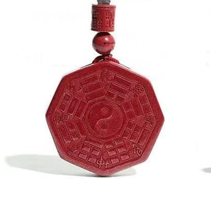 Colgante de collar con carácter tranquilo de Taishang Laojun Fu con Buddha Stones y cinabrio natural Bagua