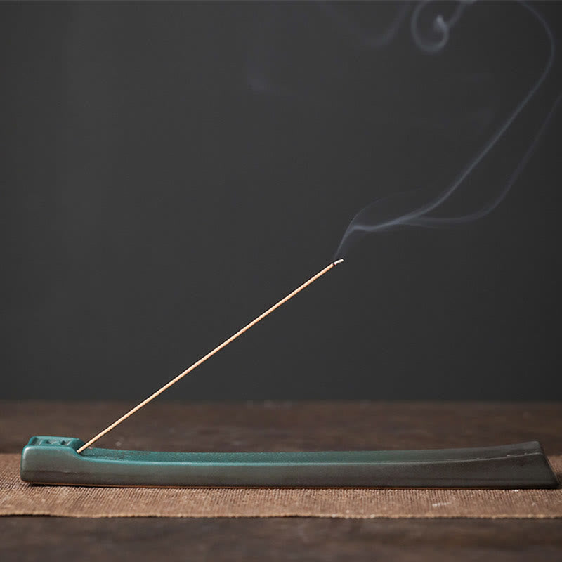 Quemador de incienso de cerámica con forma de conejo, luna y Buddha Stones, PiXiu, para curación de montañas - Patrón simple 23,4 x 3,7 x 1,2 cm - image 14