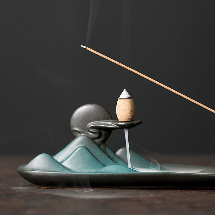 Quemador de incienso de cerámica con forma de conejo, luna y Buddha Stones, PiXiu, para curación de montañas - image 5