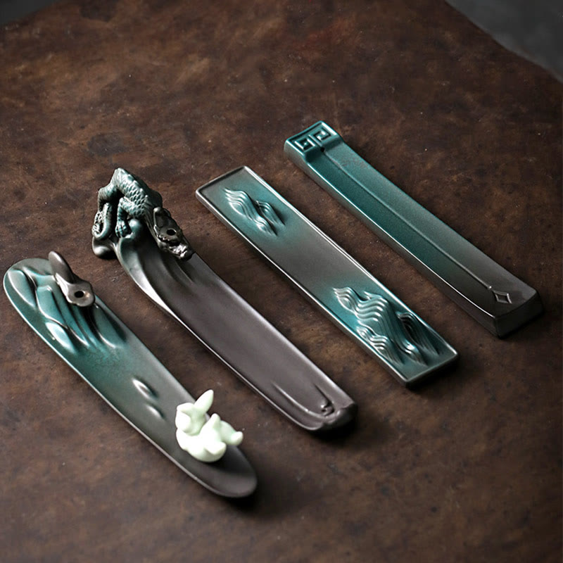 Quemador de incienso de cerámica con forma de conejo, luna y Buddha Stones, PiXiu, para curación de montañas - image 1