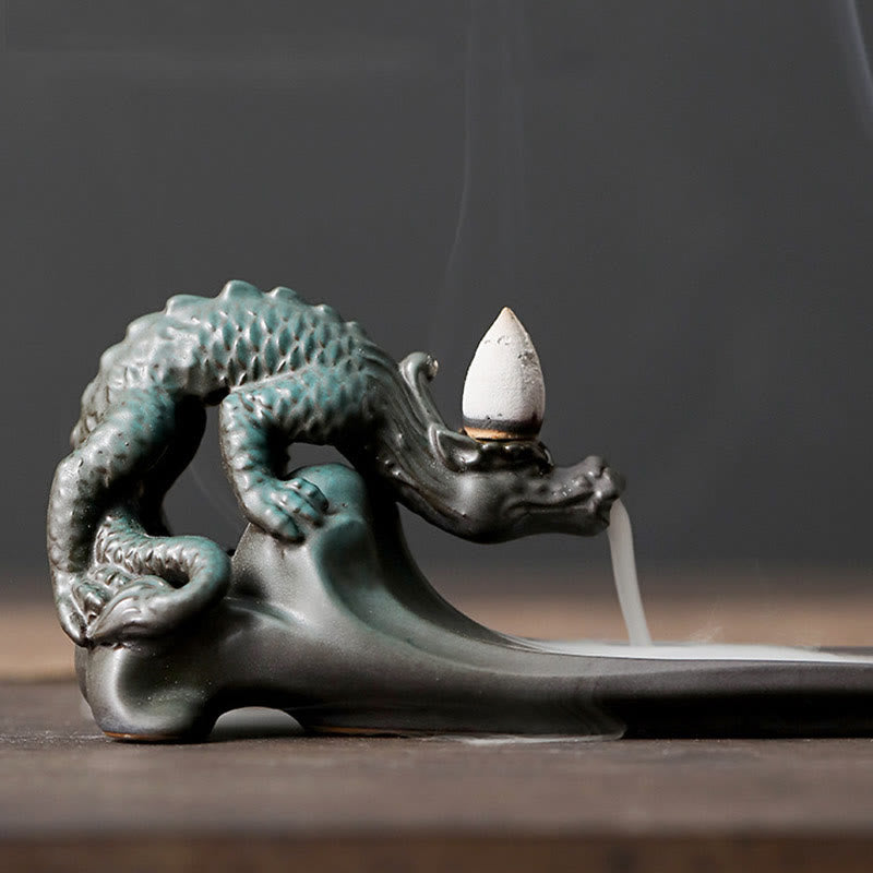 Quemador de incienso de cerámica con forma de conejo, luna y Buddha Stones, PiXiu, para curación de montañas
