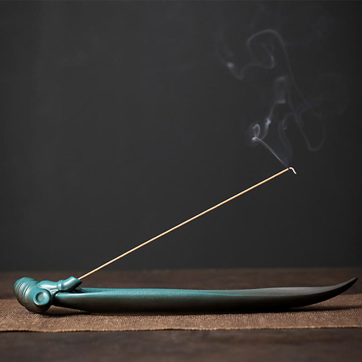 Quemador de incienso de cerámica curativo de bambú con forma de mariposa, tres Buddha Stones - Bambú 26*5,6*2,3 cm - image 15