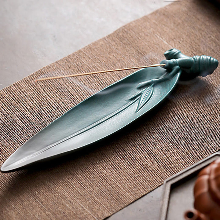 Quemador de incienso de cerámica curativo de bambú con forma de mariposa, tres Buddha Stones - image 16