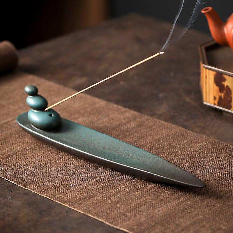 Quemador de incienso de cerámica curativo de bambú con forma de mariposa, tres Buddha Stones - image 3