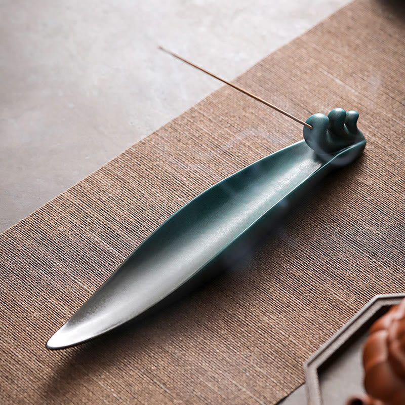 Quemador de incienso de cerámica curativo de bambú con forma de mariposa, tres Buddha Stones - image 9