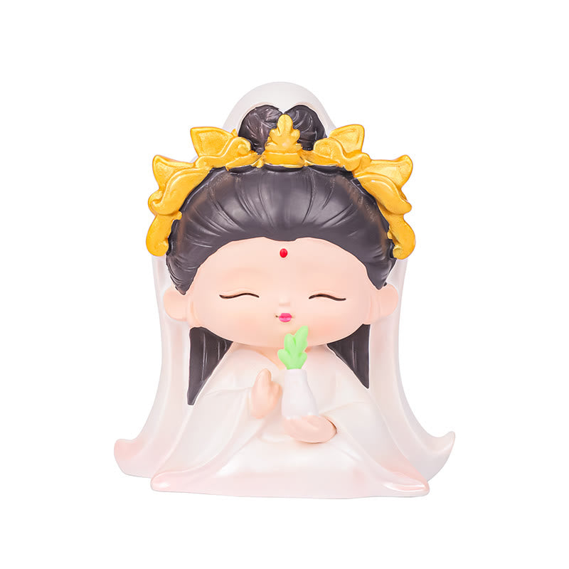 Estatua de resina para niño y niña con diseño de loto de Avalokitesvara y Buddha Stones para meditación, armonía y decoración del hogar