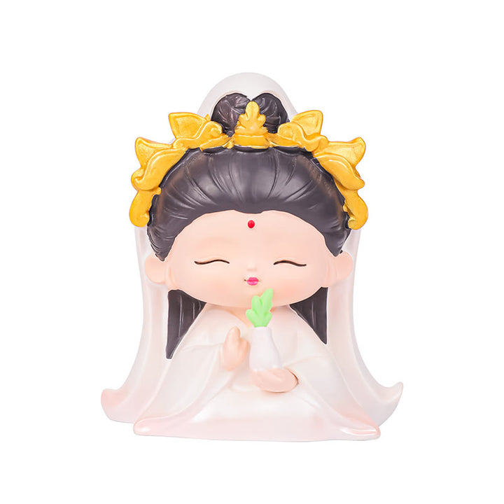 Estatua de resina para niño y niña con diseño de loto de Avalokitesvara y Buddha Stones para meditación, armonía y decoración del hogar