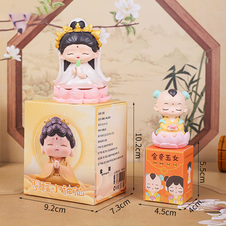 Estatua de resina para niño y niña con diseño de loto de Avalokitesvara y Buddha Stones para meditación, armonía y decoración del hogar - image 19