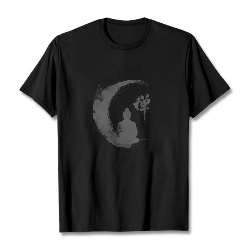 Camiseta de algodón con estampado de Buddha Stones de Buda - Negro - 2XL - image 4