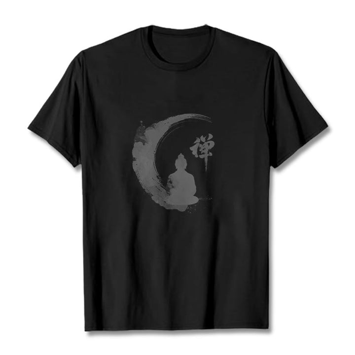 Camiseta de algodón con estampado de Buddha Stones de Buda - Negro - 2XL - image 4