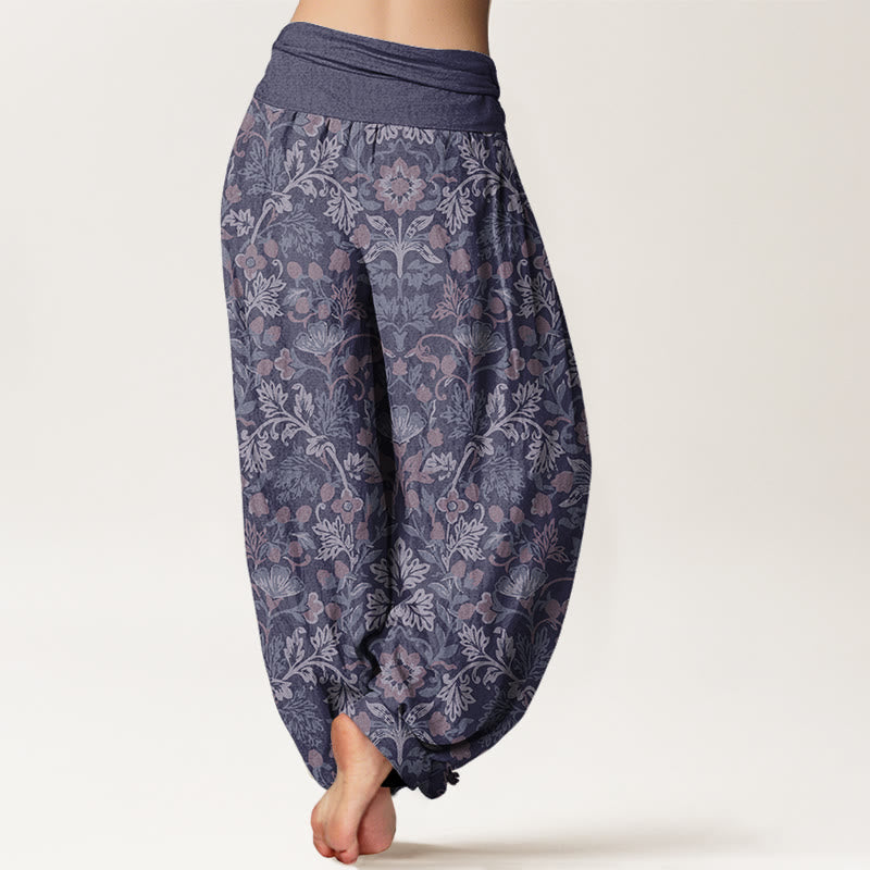 Pantalones harén con cintura elástica para mujer, con estampado de hojas de parra y flores, estilo informal, con Buddha Stones - image 10