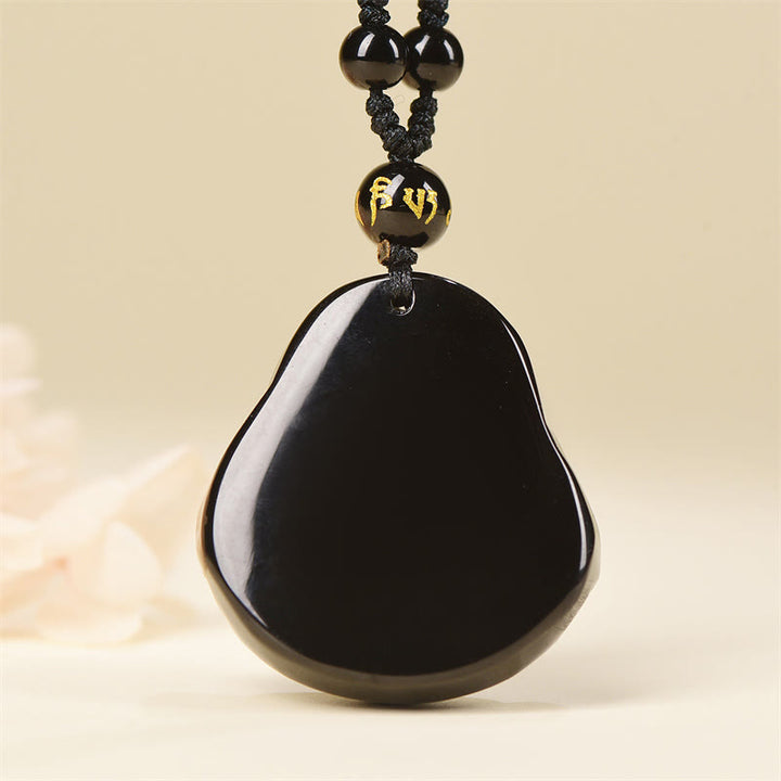 Buda Piedras Natural Obsidiana Negra Hielo Obsidiana Buda Risueño Colgante de Purificación Collar