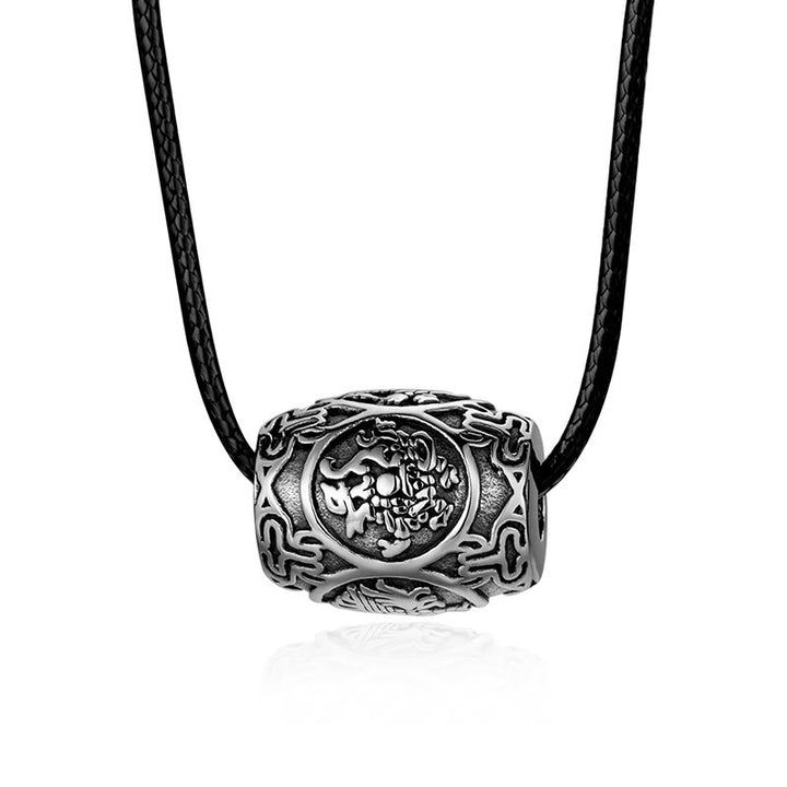 Collar con colgante de acero de titanio con cuatro bestias míticas y Buddha Stones tibetanas Om Mani Padme Hum - image 6