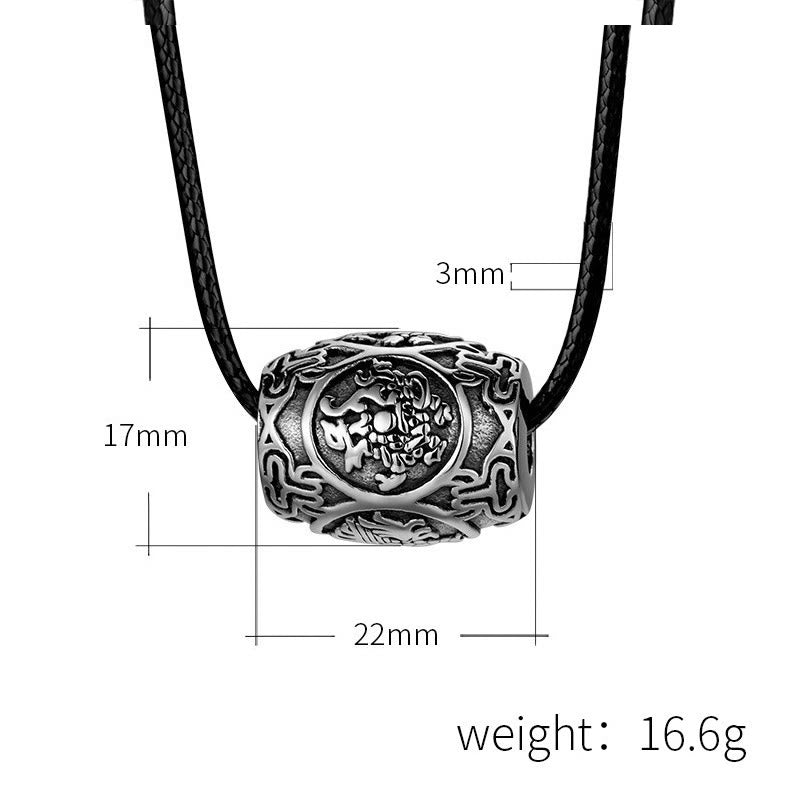 Collar con colgante de acero de titanio con cuatro bestias míticas y Buddha Stones tibetanas Om Mani Padme Hum - image 7