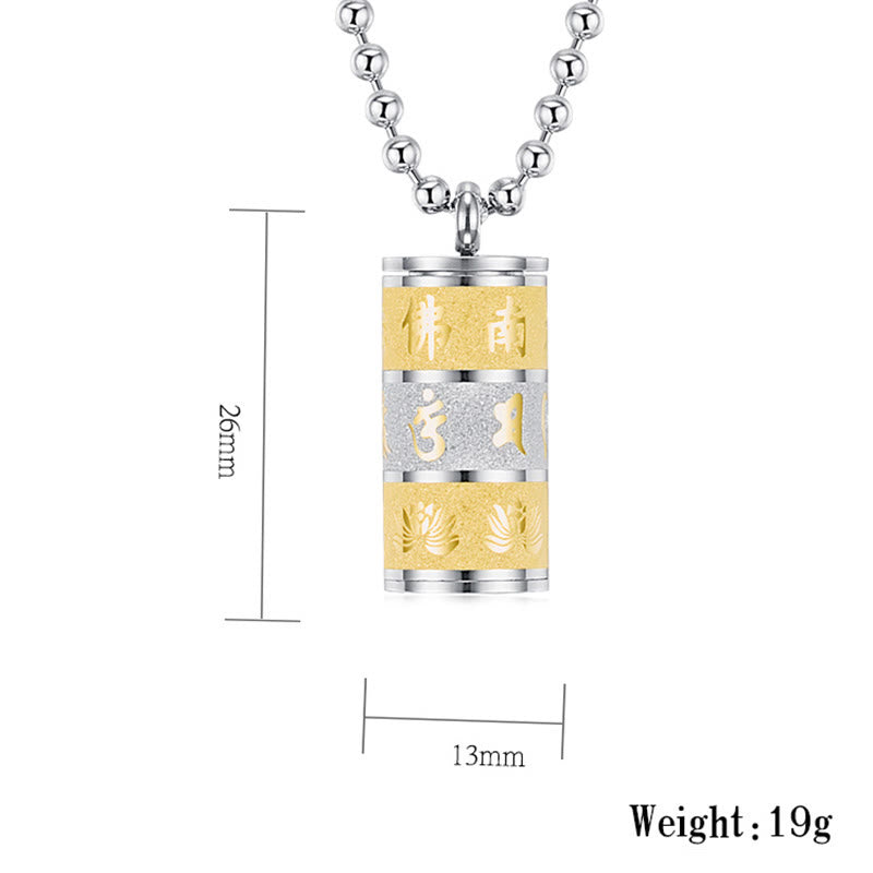 Collar con colgante de acero de titanio con diseño de rueda de oración y Buddha Stones, Om Mani Padme Hum tibetano, con diseño de loto - image 7