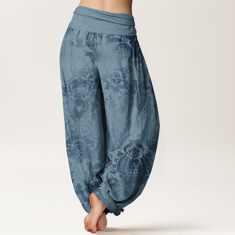 Pantalones harén con cintura elástica para mujer, diseño informal con hojas y flores y piedras de Buddha Stones - image 3