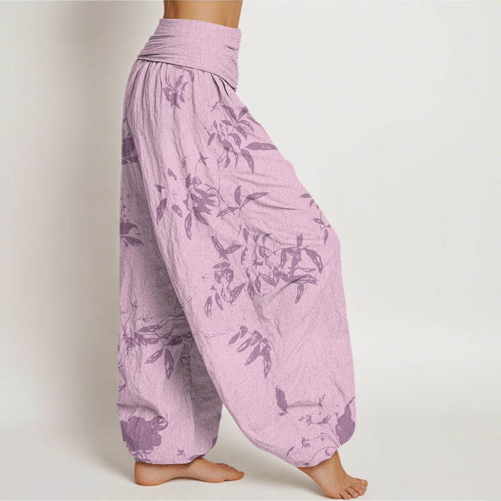 Pantalones bombachos de cintura elástica para mujer con estampado de ramas y piedras de Buddha Stones, de algodón. - image 8