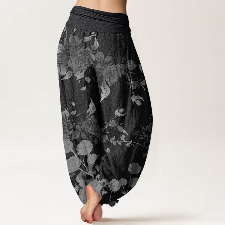 Pantalones harén con cintura elástica para mujer con estampado de flores en flor y Buddha Stones - image 2