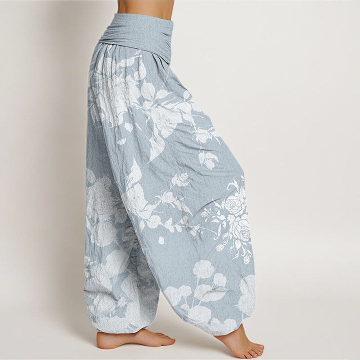 Pantalones harén con cintura elástica para mujer con estampado de flores en flor y Buddha Stones - image 6