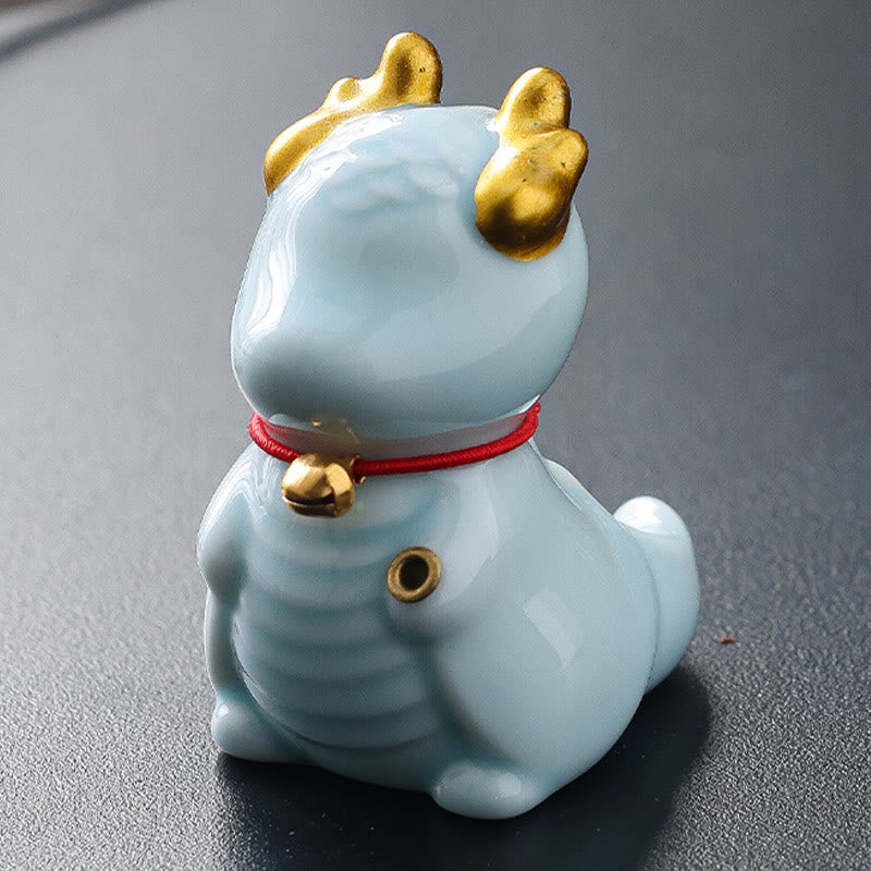 Quemador de incienso de cerámica curativo con forma de campana de dragón y Buddha Stones para decoración de escritorio