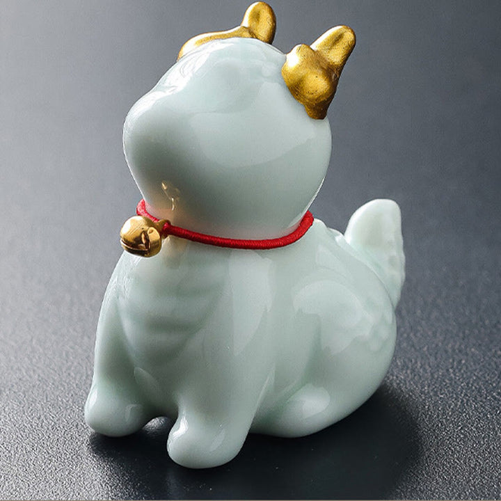 Quemador de incienso de cerámica curativo con forma de campana de dragón y Buddha Stones para decoración de escritorio