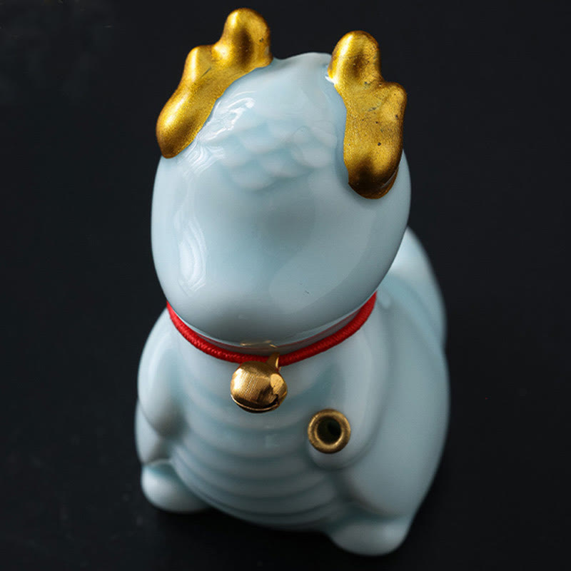 Quemador de incienso de cerámica curativo con forma de campana de dragón y Buddha Stones para decoración de escritorio