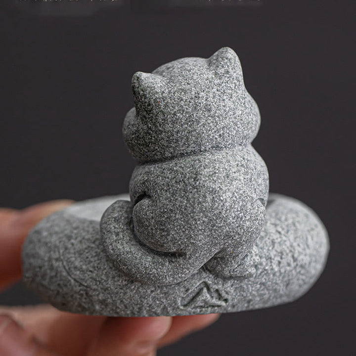 Quemador de incienso curativo con forma de gato de pie perezoso y adorable con Buddha Stones para decoración de escritorio - image 11