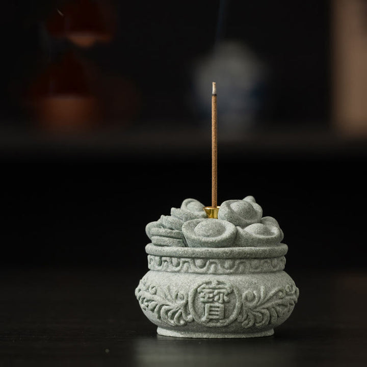 Quemador de incienso curativo con lingotes de Fu con caracteres chinos y Buddha Stones , decoración de escritorio