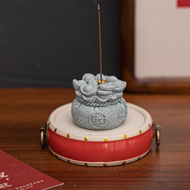 Quemador de incienso curativo con lingotes de Fu con caracteres chinos y Buddha Stones , decoración de escritorio