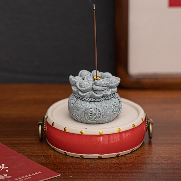 Quemador de incienso curativo con lingotes de Fu con caracteres chinos y Buddha Stones , decoración de escritorio