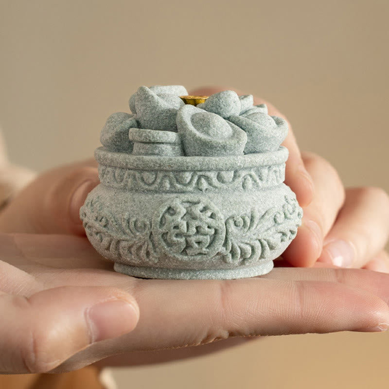 Quemador de incienso curativo con lingotes de Fu con caracteres chinos y Buddha Stones , decoración de escritorio