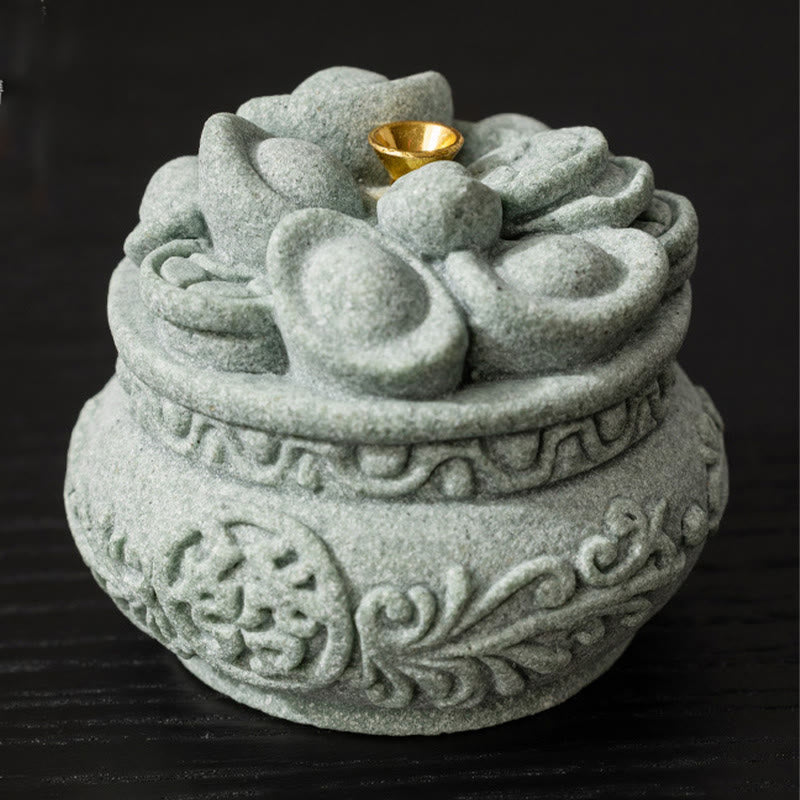 Quemador de incienso curativo con lingotes de Fu con caracteres chinos y Buddha Stones , decoración de escritorio