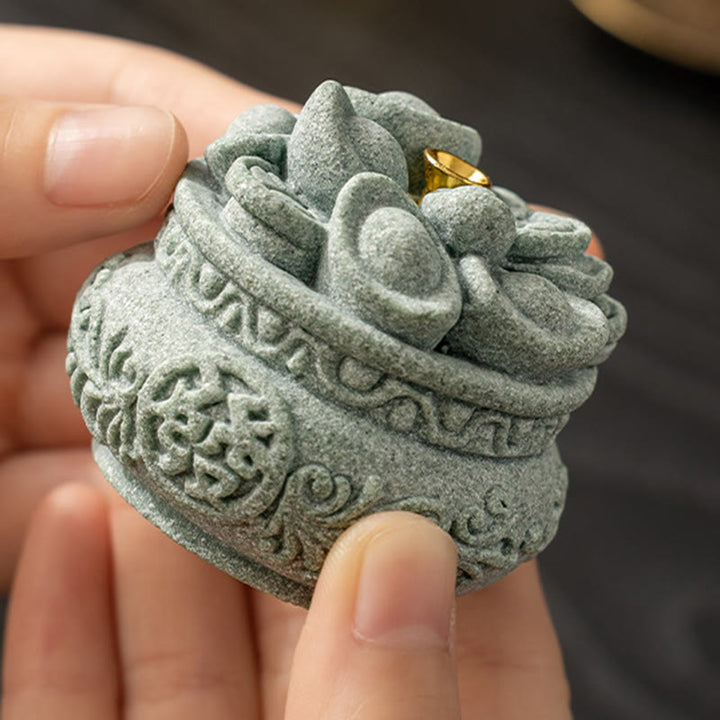Quemador de incienso curativo con lingotes de Fu con caracteres chinos y Buddha Stones , decoración de escritorio