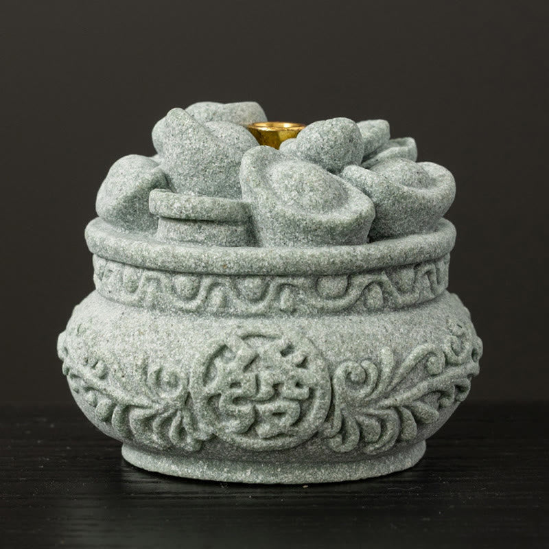 Quemador de incienso curativo con lingotes de Fu con caracteres chinos y Buddha Stones , decoración de escritorio