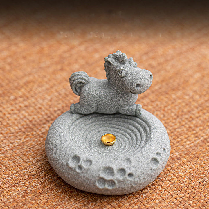 Quemador de incienso curativo con Buddha Stones y zodíaco chino para decoración de escritorio