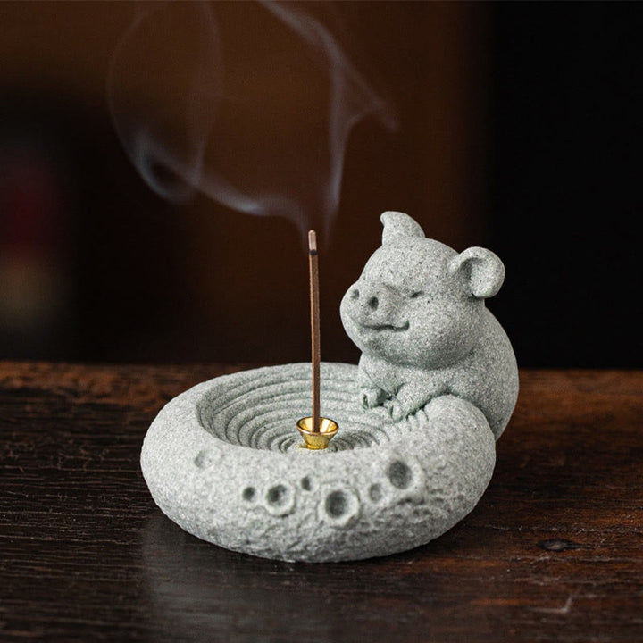 Quemador de incienso curativo con Buddha Stones y zodíaco chino para decoración de escritorio