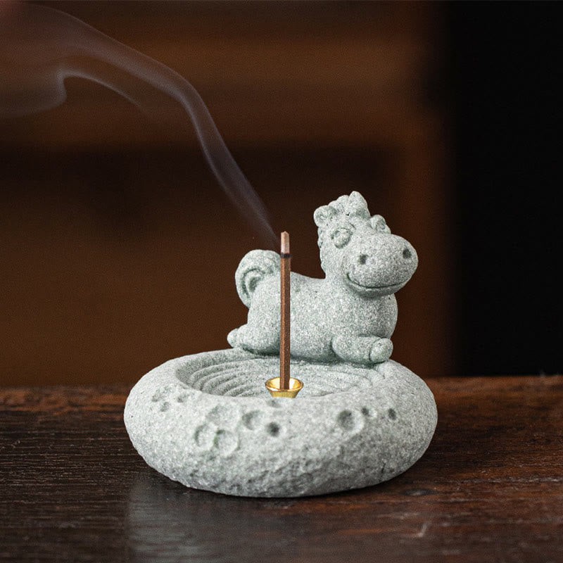 Quemador de incienso curativo con Buddha Stones y zodíaco chino para decoración de escritorio