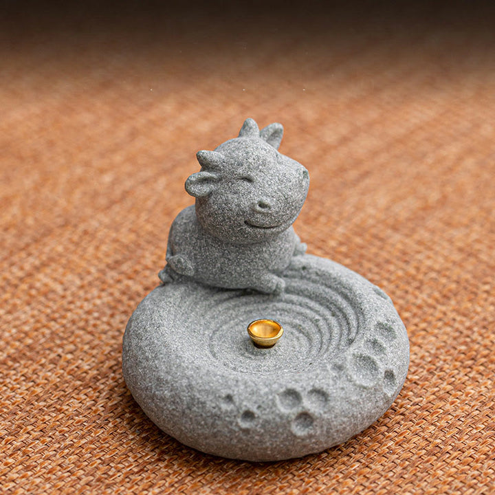 Quemador de incienso curativo con Buddha Stones y zodíaco chino para decoración de escritorio