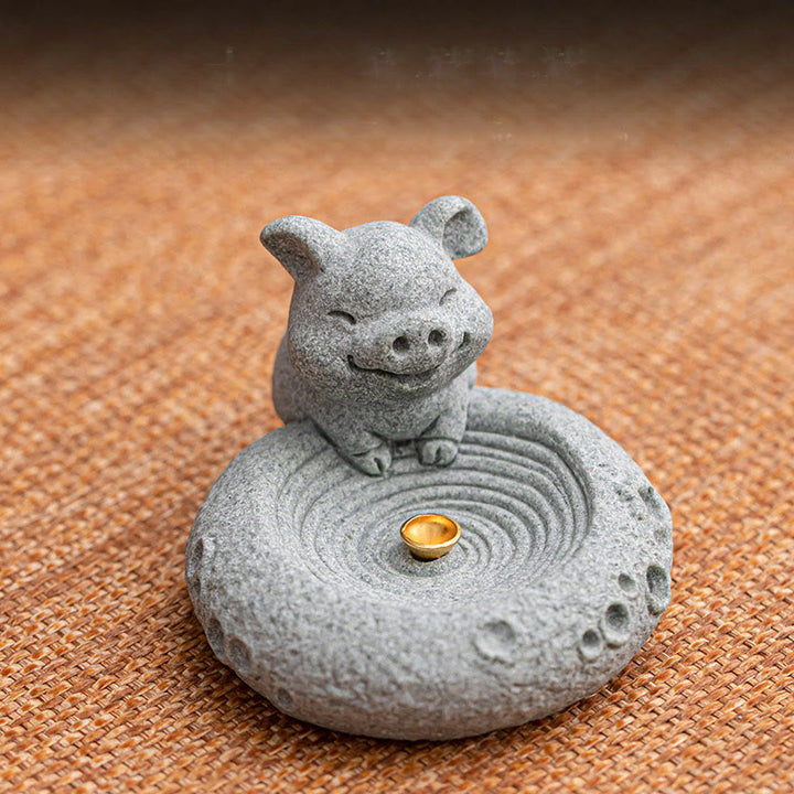 Quemador de incienso curativo con Buddha Stones y zodíaco chino para decoración de escritorio